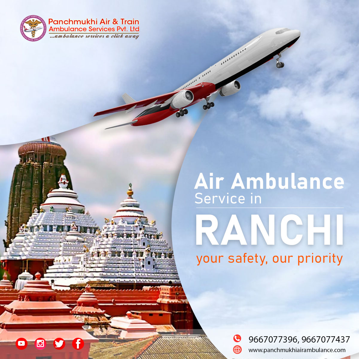 New Charter Air Ambulance Services in Ranchi