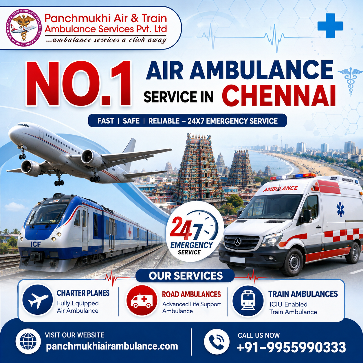Panchmukhi Air Ambulance in Mumbai Can Handle Emergencies with Distance Constraints